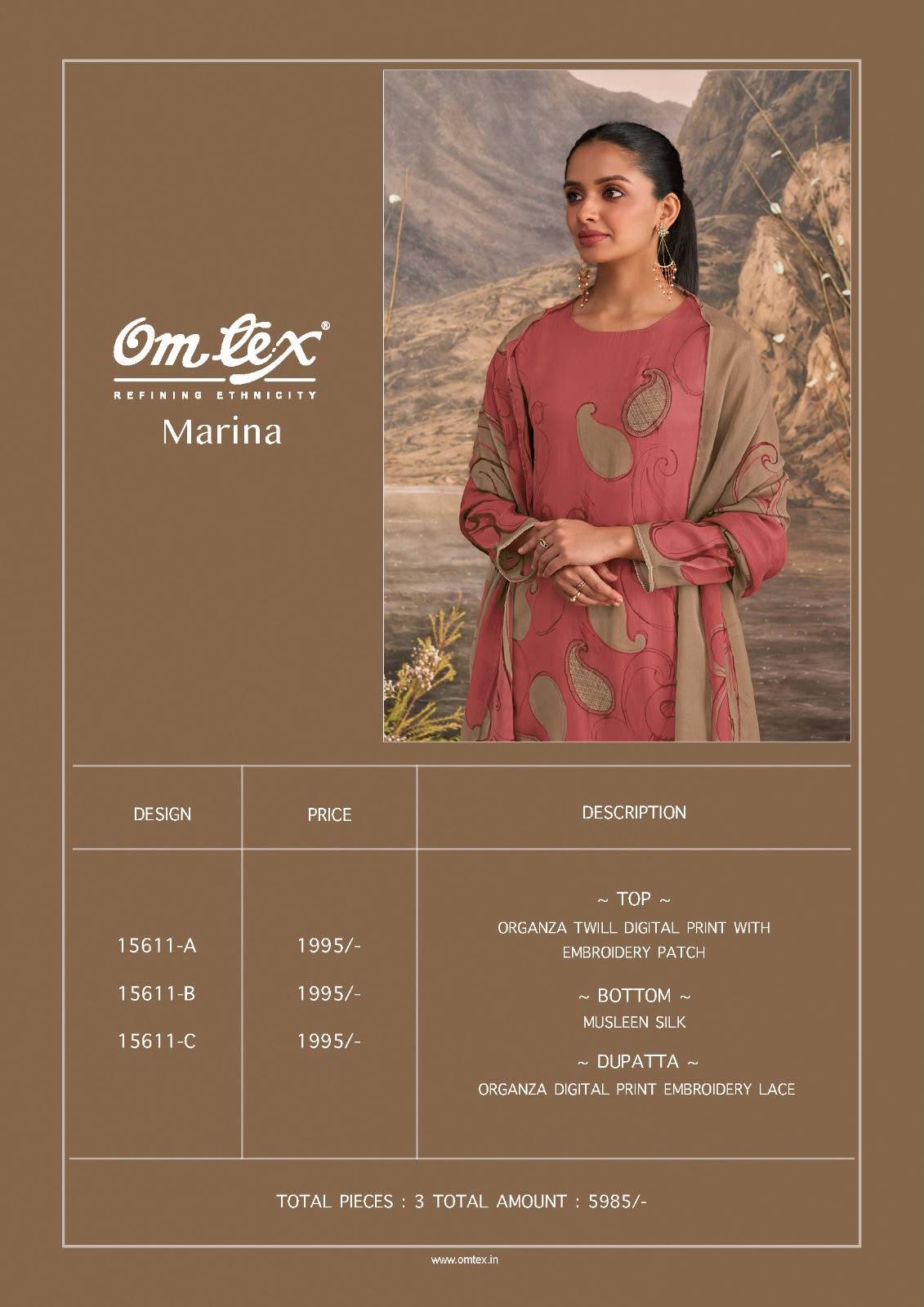 MARINA By OMTEX 15611 SERIES Stylish Beautiful Colourful ORGANZA Dresses At Wholesale Price
